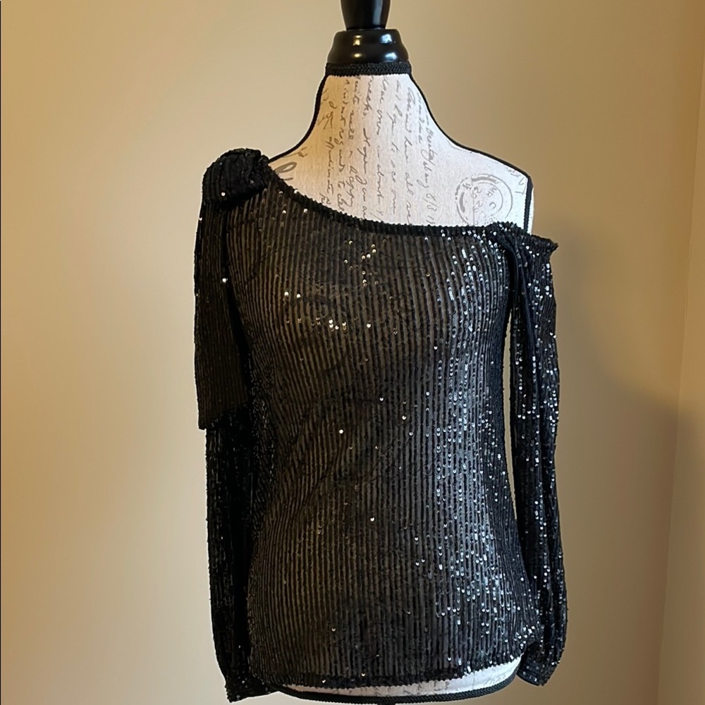 Chic Black Sequin Off-Shoulder Top